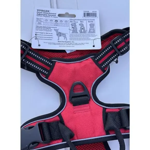 Voyager Dog Harness Medium Dual Attachment Adjustable Red Top Handle NWT - Picture 4 of 5
